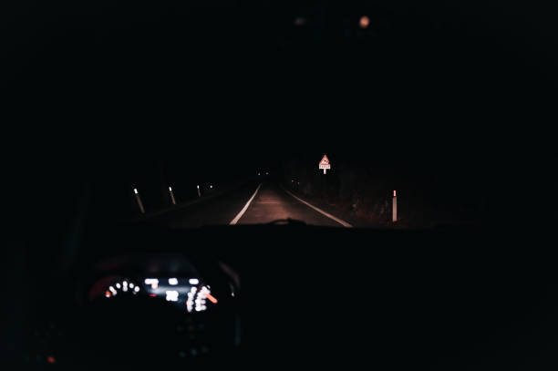 istock Night road view from a driver seat in car. 2063350688