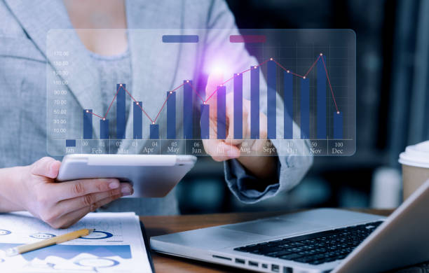 istock Business hands working on network and digital finance marketing chart. 2063424220