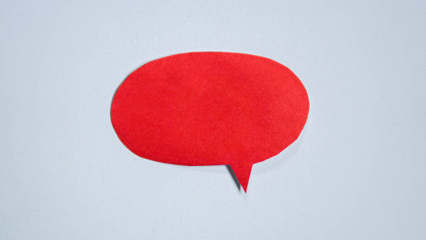 istock Red paper speech bubble on white background. Blank space that can be added text. 2063456870
