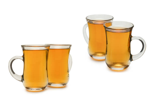 A turkish glass of tea isolated on a white background.