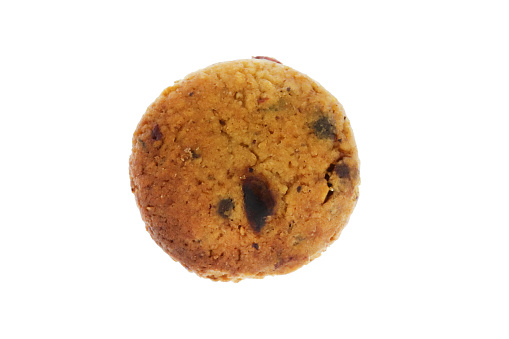Handmade baked cookie isolated background. Macro closeup.