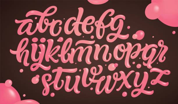 istock Pink Cream on Chocolate Wafer Background. Ice cream font. 2063476127