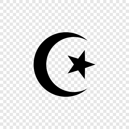 Symbol of Islam. Star and crescent, religion symbol. Islam symbol icon isolated on transparent background.