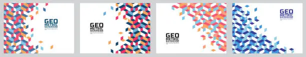 Vector illustration of Set of the Template with Trendy Abstract Geometric on Border Position and Space for Text. Modern Geometric Background for Business or Corporate Presentation