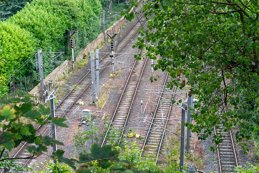 Edinburgh , Scotland, Uk, Europe, August 2023. Edinburgh Waverley railway station viewed from Playfair steps.