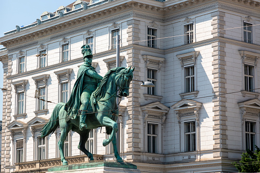 Vienna, Austria - June 19, 2023: Monument to Prince Karl Schwarzenberg in Vienna