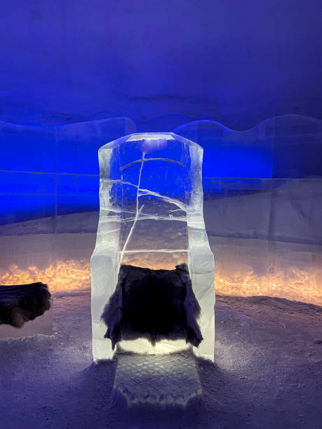 istock Ice made frozen throne seat on an interior cold winter scene 2063767818