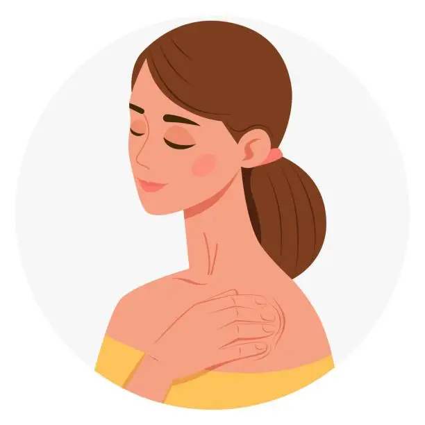Vector illustration of Shoulder massage.