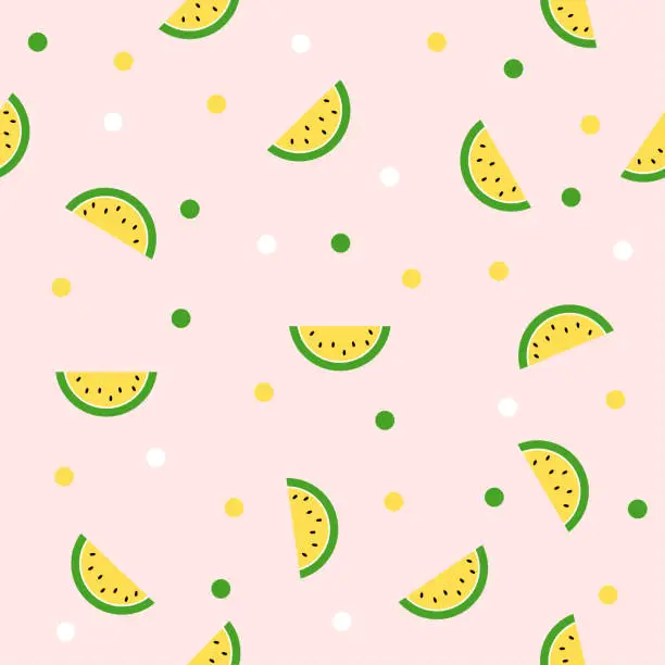 Vector illustration of Yellow Watermelon background. Seamless pattern.
