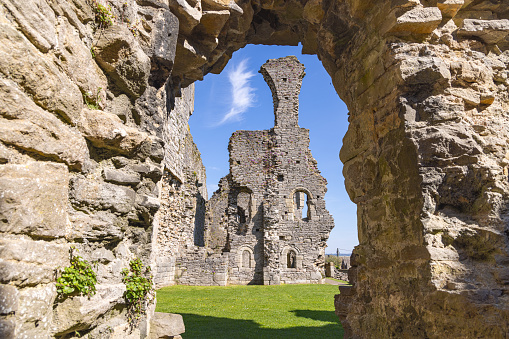 Middleham, Wensleydale, North Yorkshire, England, Great Briton, United Kingdom. April 30, 2022. The ruins of Middleham Castle, childhood home of King Richard III.