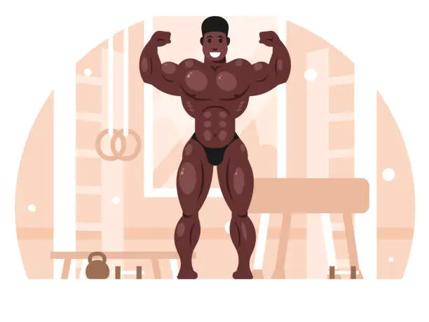 Vector illustration of Posing bodybuilder