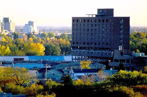 The demolition of the General Hospital in Calgary, Alberta, from old camera film in 1987.