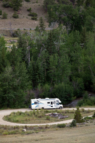 istock Motorhome in Trees in Wyoming, USA 2063919029