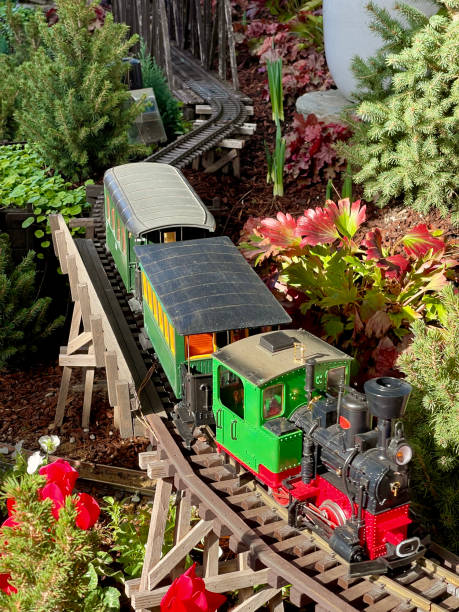 istock Electric toy train railway through the vegetable garden 2063921751