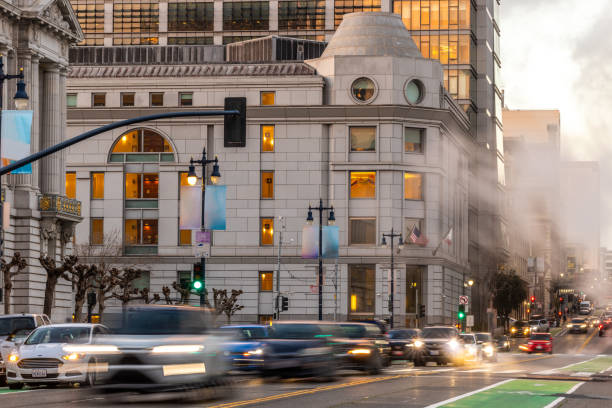 Twilight photo of the San Francisco Superior Court in San Francisco California.