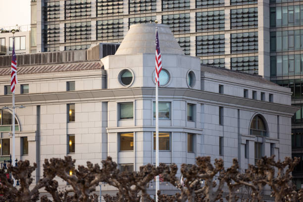 Twilight photo of the San Francisco Superior Court in San Francisco California.