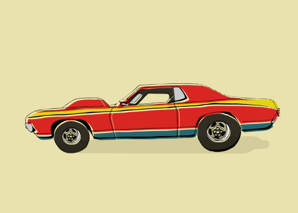Risograph Style Vintage Car