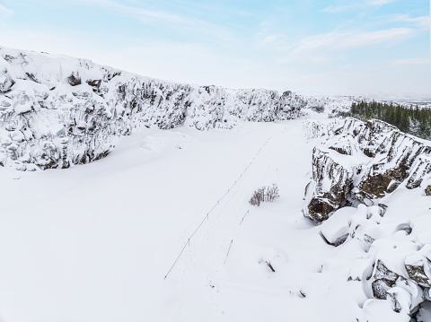 Cuesta del Diablo at winter at Cerro Castillo National Park in the Chilean Patagonia