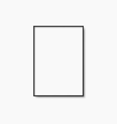 Blank vertical black photo frame template on white background. A4, 5x7 Ratio