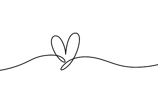 Heart shape mono line. Continuous line icon on white background.