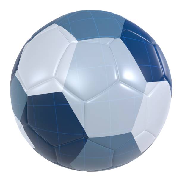 istock A soccer ball with blue and white stripes 2064000849