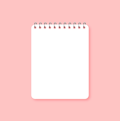 Unlined notebook template, Pink background