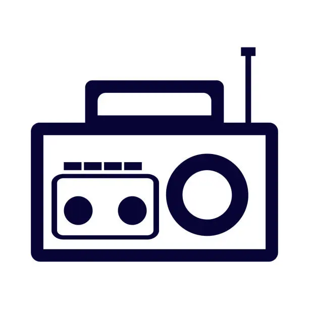 Vector illustration of Antic, eccentric, cassette player fantastical, tape recorder icon