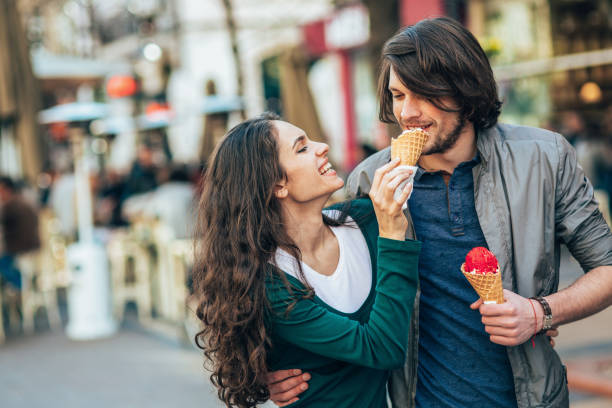 istock Happy couple on date 2064044697