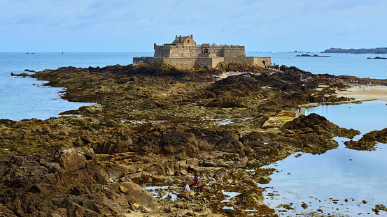 Fort National on tidal island by Saint-Malo city, northern France