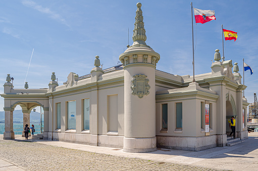 Santander, Spain - May 4, 2014: The Embarcadero Palace in Santander, Spain, located on the seafront, work of Javier Gonzalez de Riancho, completed in 1932, currently serves as an exhibition and conference hall