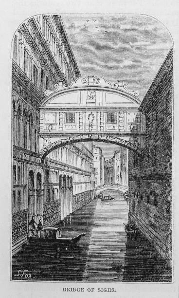 bridge of sighs - architecture built structure people in the background nautical vessel stock illustrations