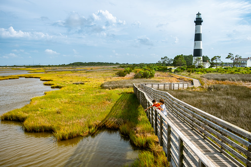 Kids visiting the outer bank learn about the marsh ecosystem