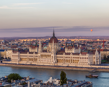 Beautiful panaroma of the magnificent Hungarian Parliament Building from the Buda Castle