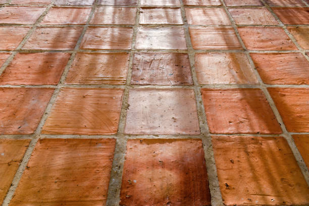 Stucco concrete floor with lighting