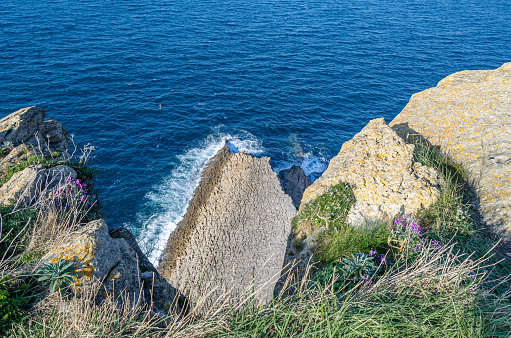 Green, rocky coast of Santander, Cantabria, northern Spain