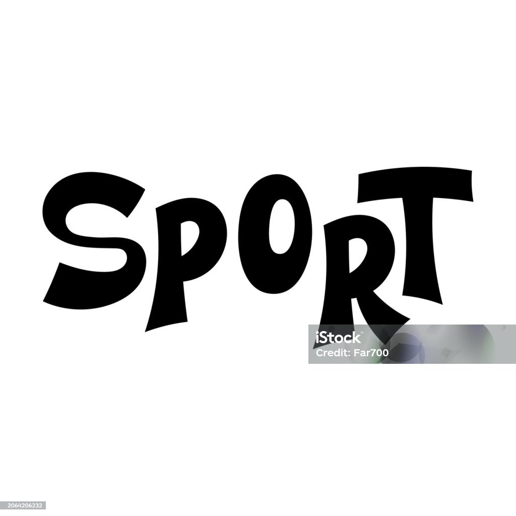 The Word Sport Text Lettering Black Silhouette Horizontal Front View