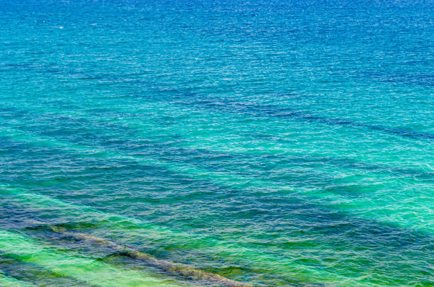 View of the sea, with water of different color tones, natural background