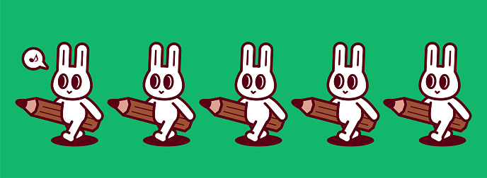 Animal Characters Vector Art Illustration
A group of smiling bunnies carrying a big pencil and walking in a neat line.