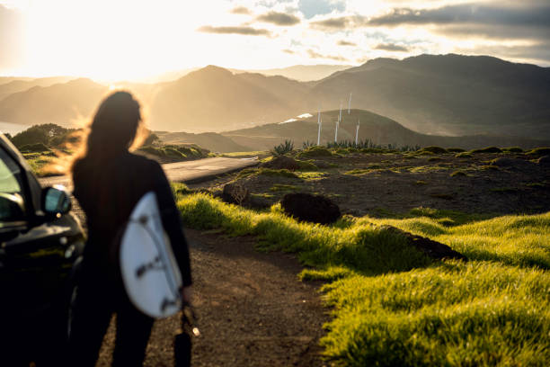 istock Surfing and eco mind. The future is in wind power. 2064280418