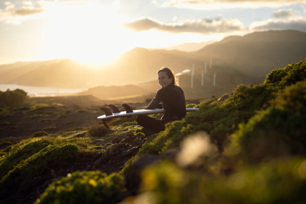 istock Surfing and eco mind. All I need is here. 2064280447