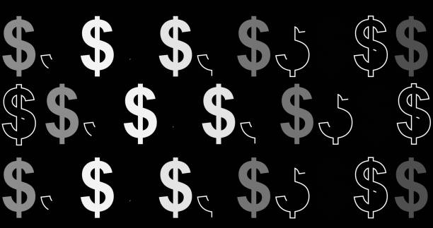 dollar sign animating motion graphic overlay background for forex intraday trading stock market and cryptocurrency concept. financial currency money banking growth payment system element in black. - animating stock illustrations