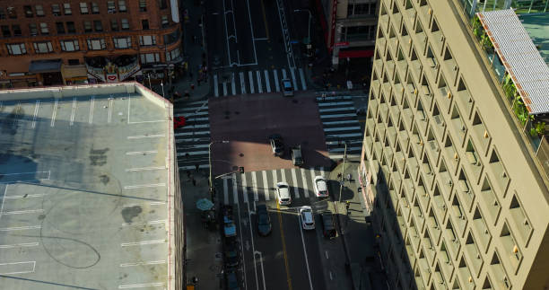 istock Drone View of Spring Street and Broadway Intersection in DTLA 2064385424