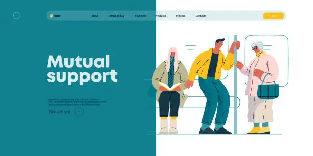 Vector illustration of Mutual Support, flat vector concept illustration