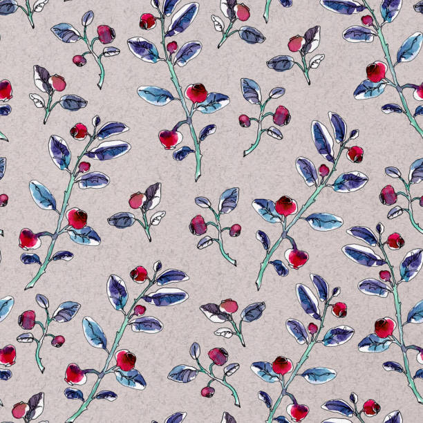 istock Lovely botanical seamless beige background with cranberries, red berry. Nordic berries. Hand-drawing texture. Use for textile print, wrapping paper, packaging design food, cosmetics. 2064401716