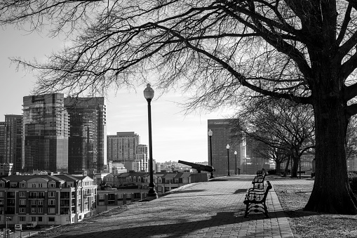 Baltimore, USA - February 18, 2024. City view of Baltimore from Federal Hill Park, Maryland, USA