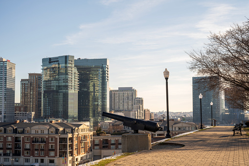 Baltimore, USA - February 18, 2024. City view of Baltimore from Federal Hill Park, Maryland, USA