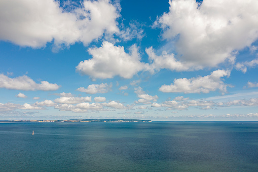 Ryugen Island in Germany. RÃ¼gen.  The city of Binz. Baltic Sea. A picture with a drone. More and clouds. Order for adults and children. Tourist place. Deutschland