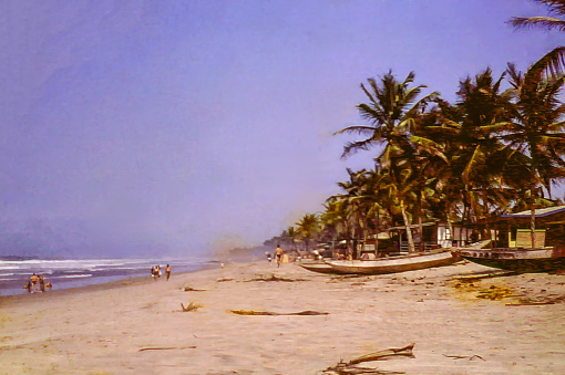 A remote stretch of coast by the Atlantic Ocean in Ghana circa.1959