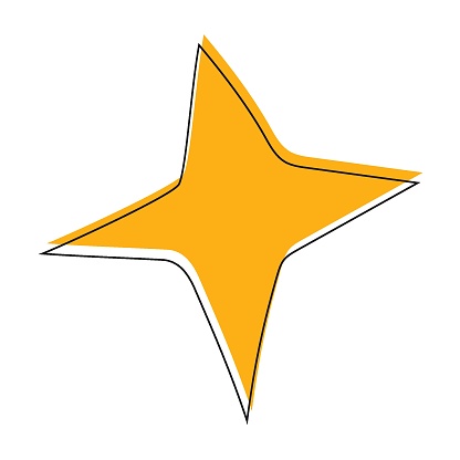 four-legged star geometric icon with hand-drawn vector illustration design