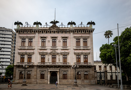 facade of the Museu da República (Palácio do Catete) in Rio de Janerio, Brazil